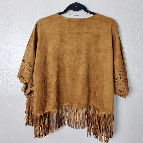 HInt of MInt Faux Suede Fringed Open Jacket L - Picture 3 of 6